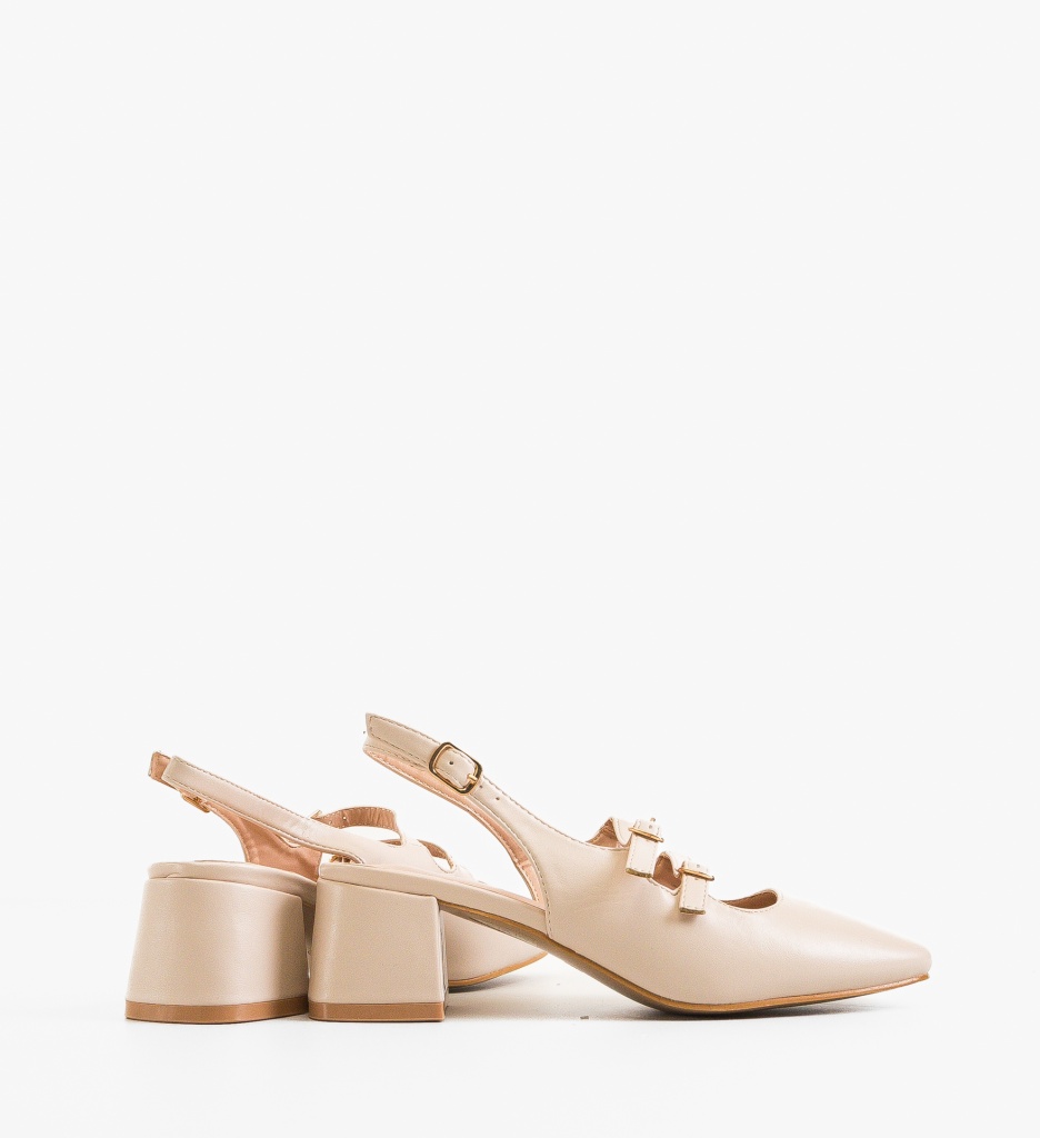 Pantofi Wiktor Nude Eleganți cu Toc - imagine 4