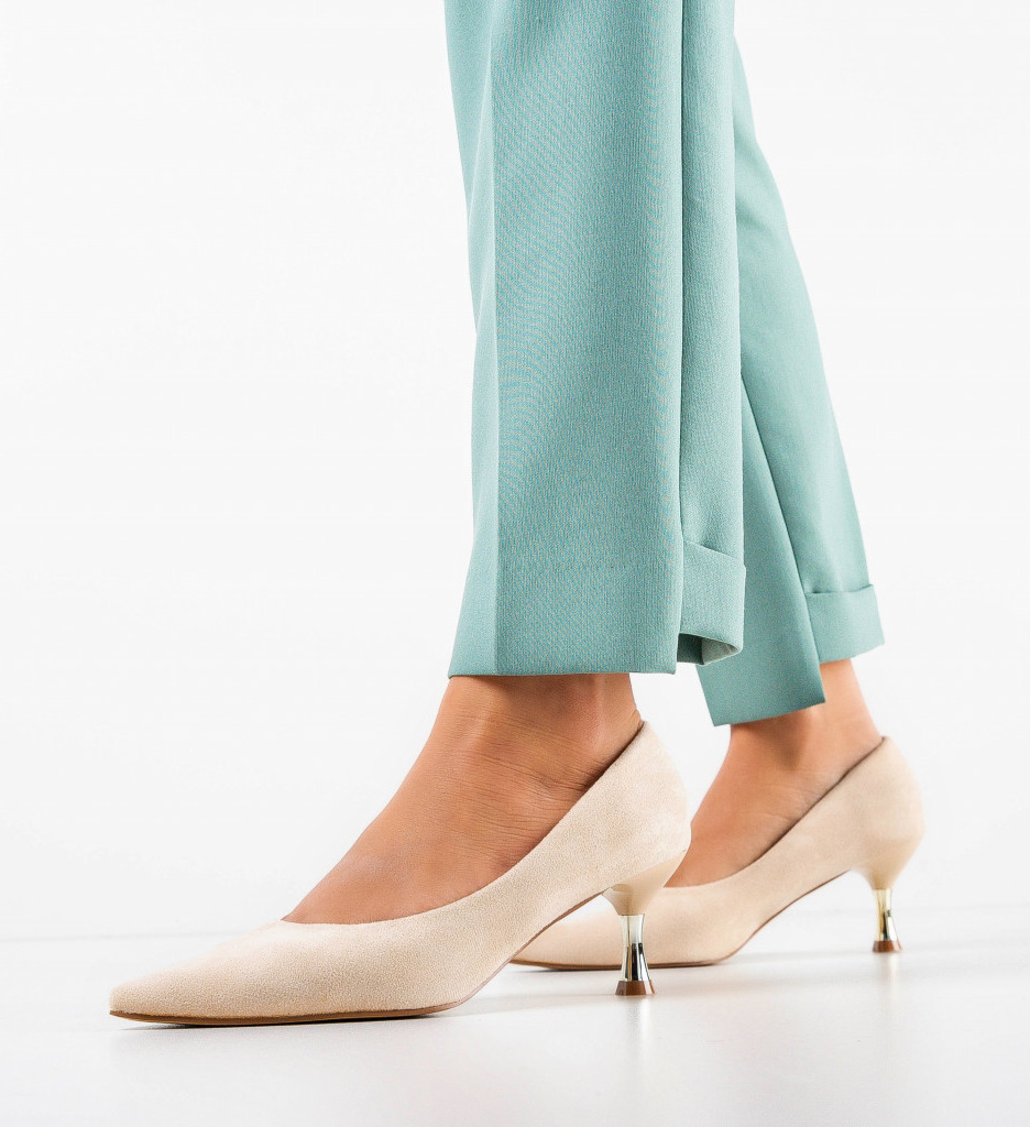 Pantofi dama Trois Bej cu toc - Eleganță și Stil - imagine 2