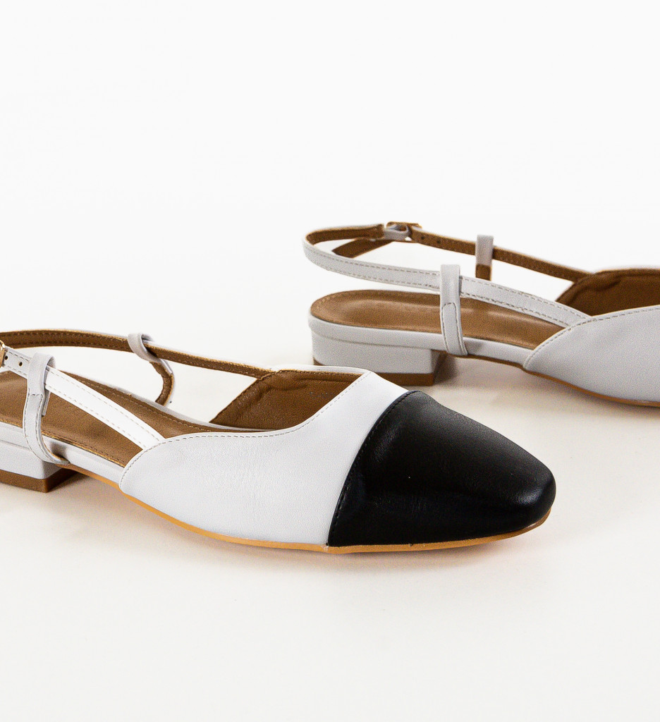 Pantofi Perethom Albi Eleganți cu Toc - imagine 6