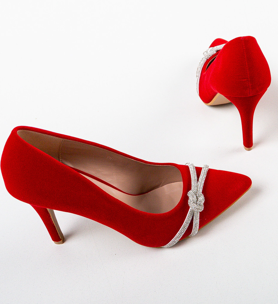 Pantofi Dama Rosii cu Toc Eleganți