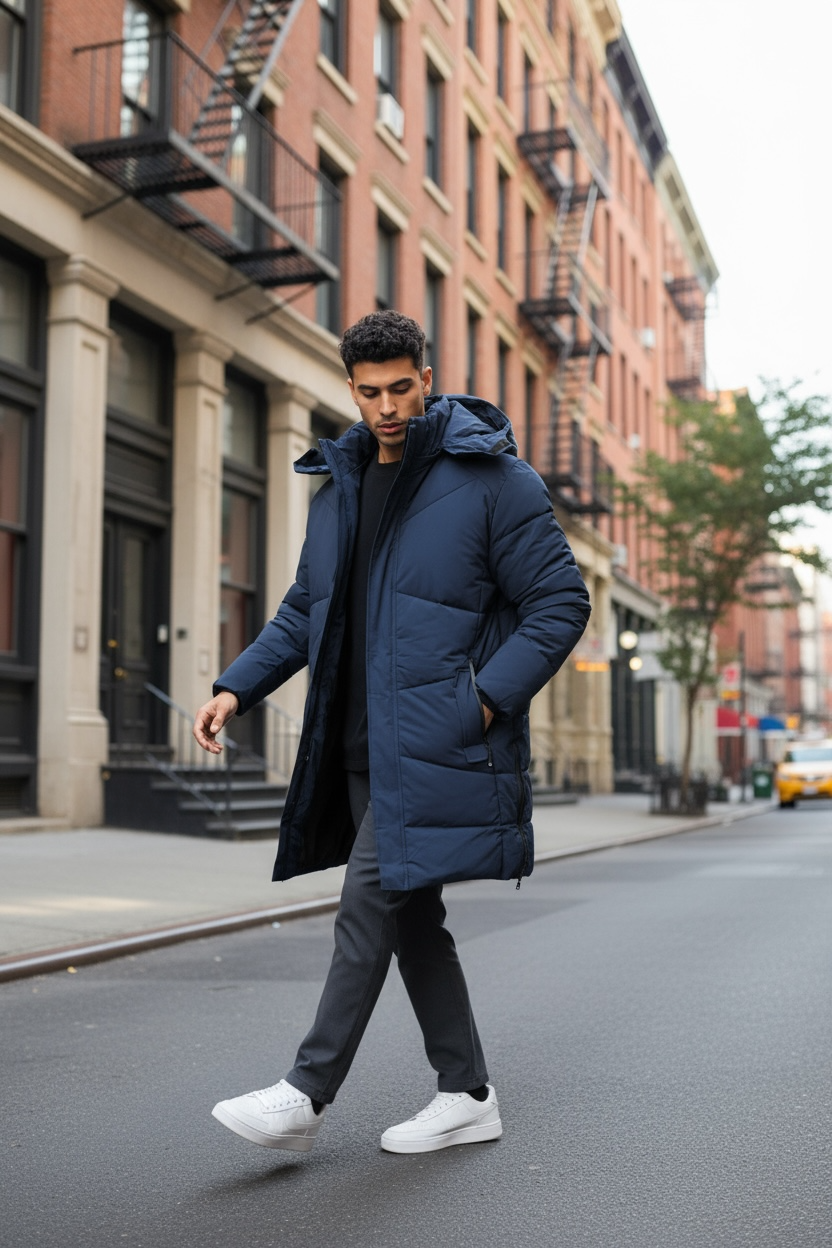 Geacă Iarnă Bărbați Bleumarin Slim Fit