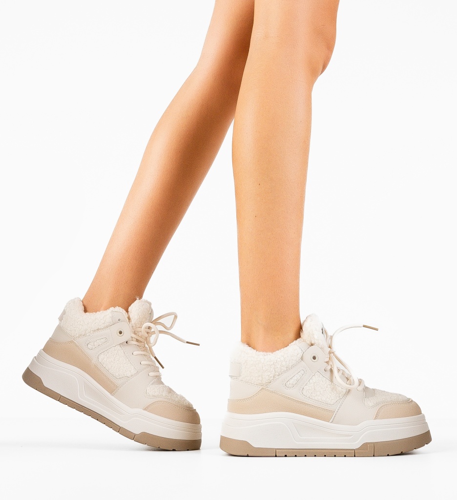 Sneakersi Dama Pupujen Bej | Confort & Stil - imagine 2