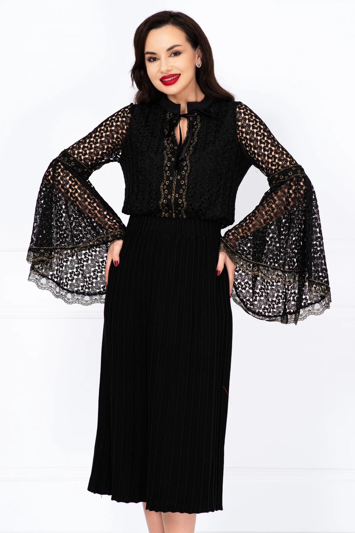 Fusta Midi Neagră Inpuff | Eleganță & Confort