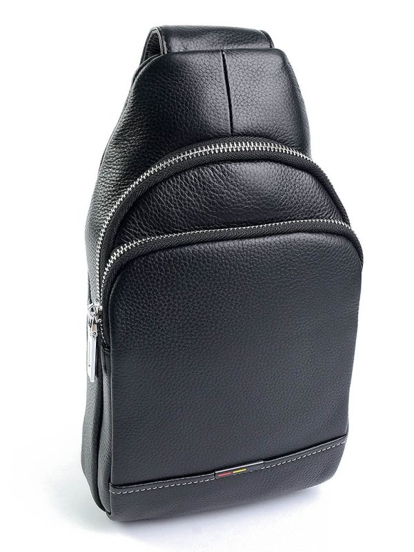 Geanta barbati piele naturala crossbody Neagra 231202