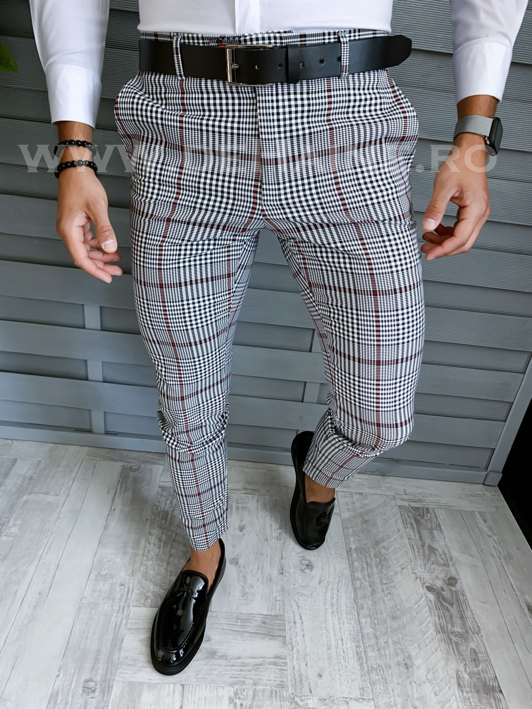 Pantaloni barbati eleganti in carouri - Stil office