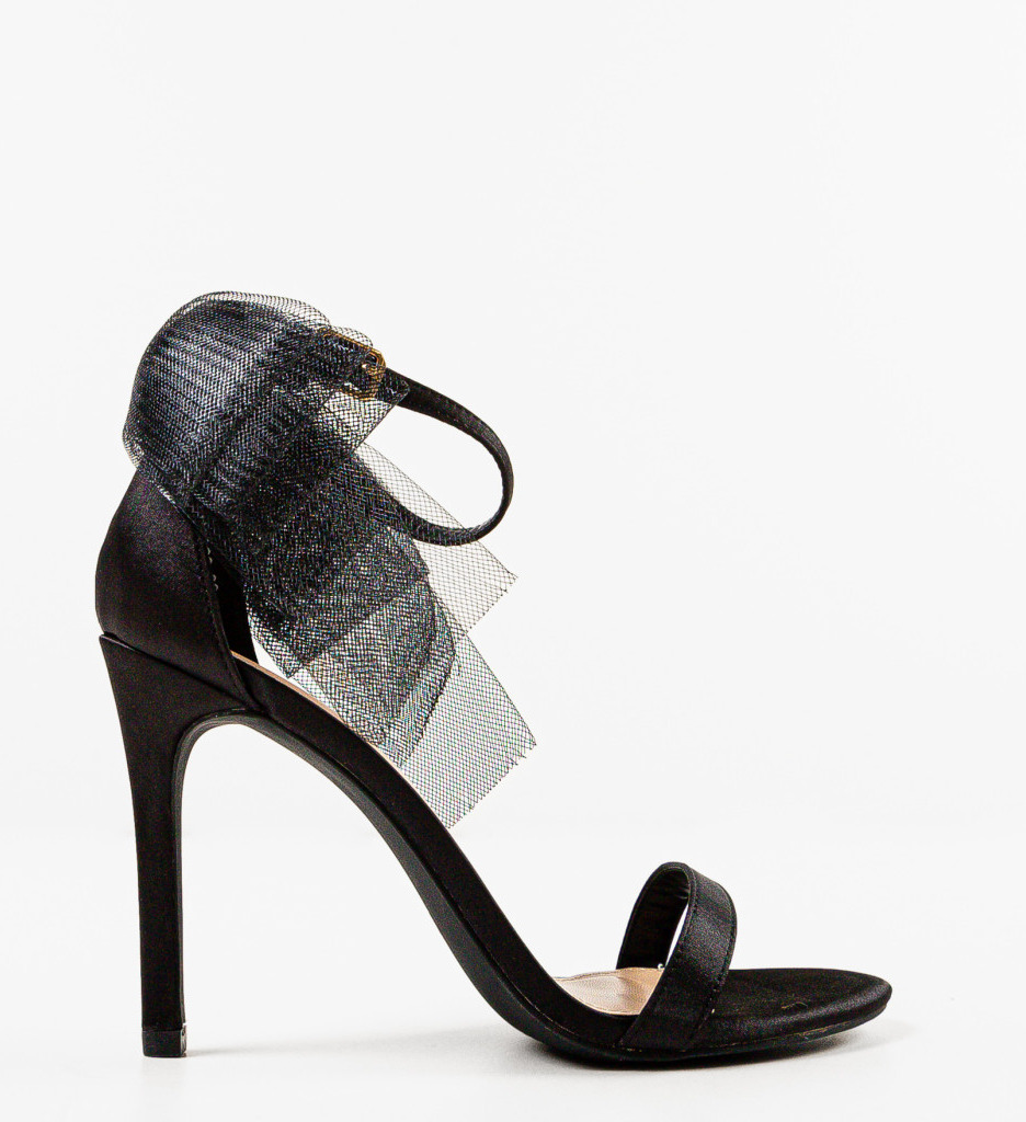 Sandale Dama Roxom Negre cu Toc Stilat - imagine 4