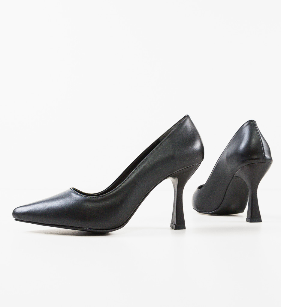 Pantofi Piele Negri cu Toc - Eleganți - imagine 13