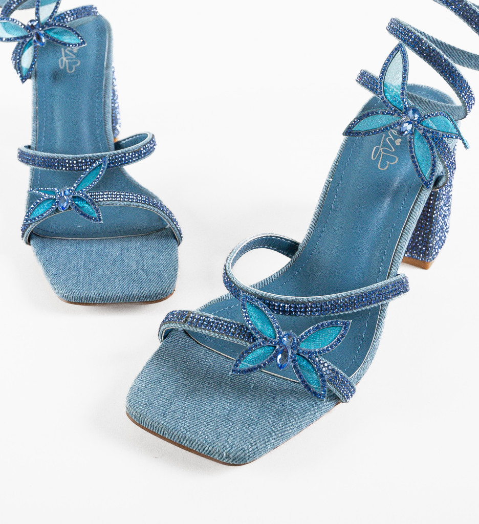Sandale Gaiana Albastre cu Toc Elegant - imagine 6