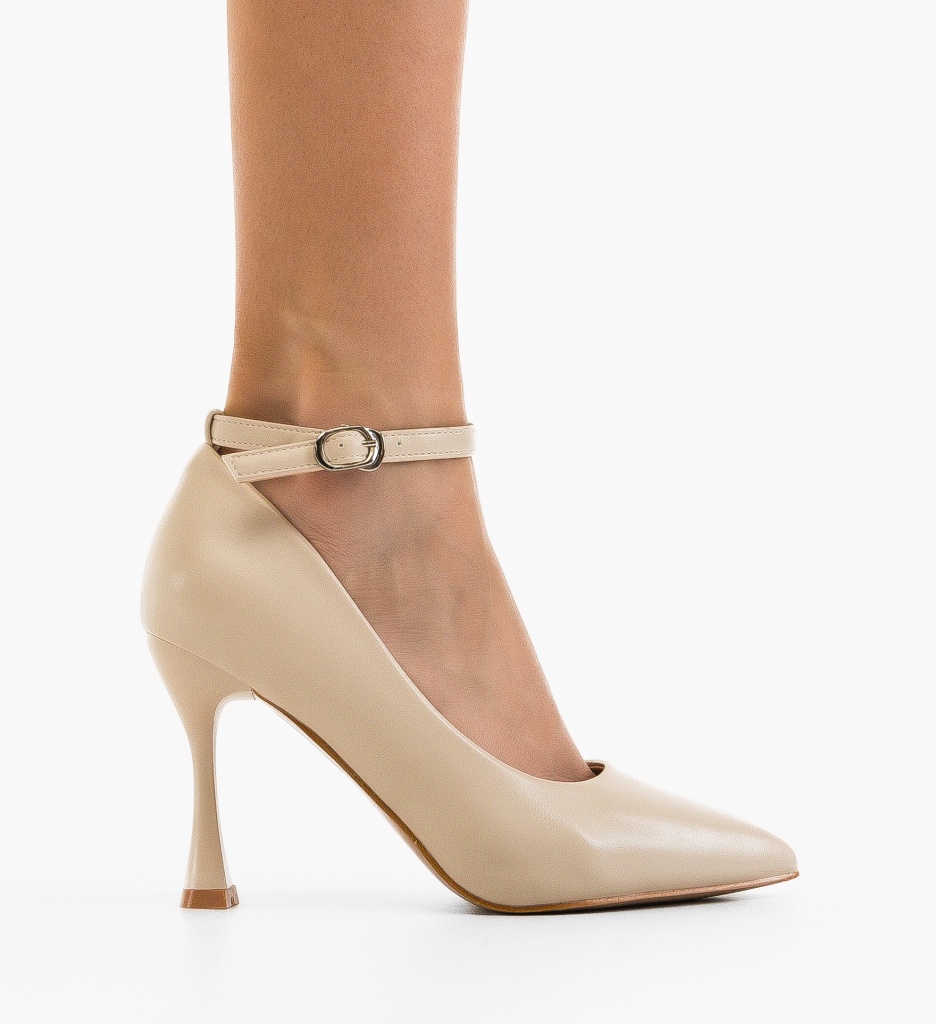 Pantofi Dama Opium Bej cu Toc Elegant - imagine 6