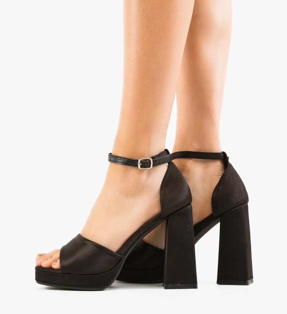 Sandale Mills Negre cu Toc Elegant - imagine 3