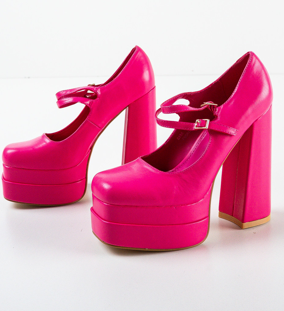 Pantofi dama Maysa Fuchsia cu toc elegant - imagine 6