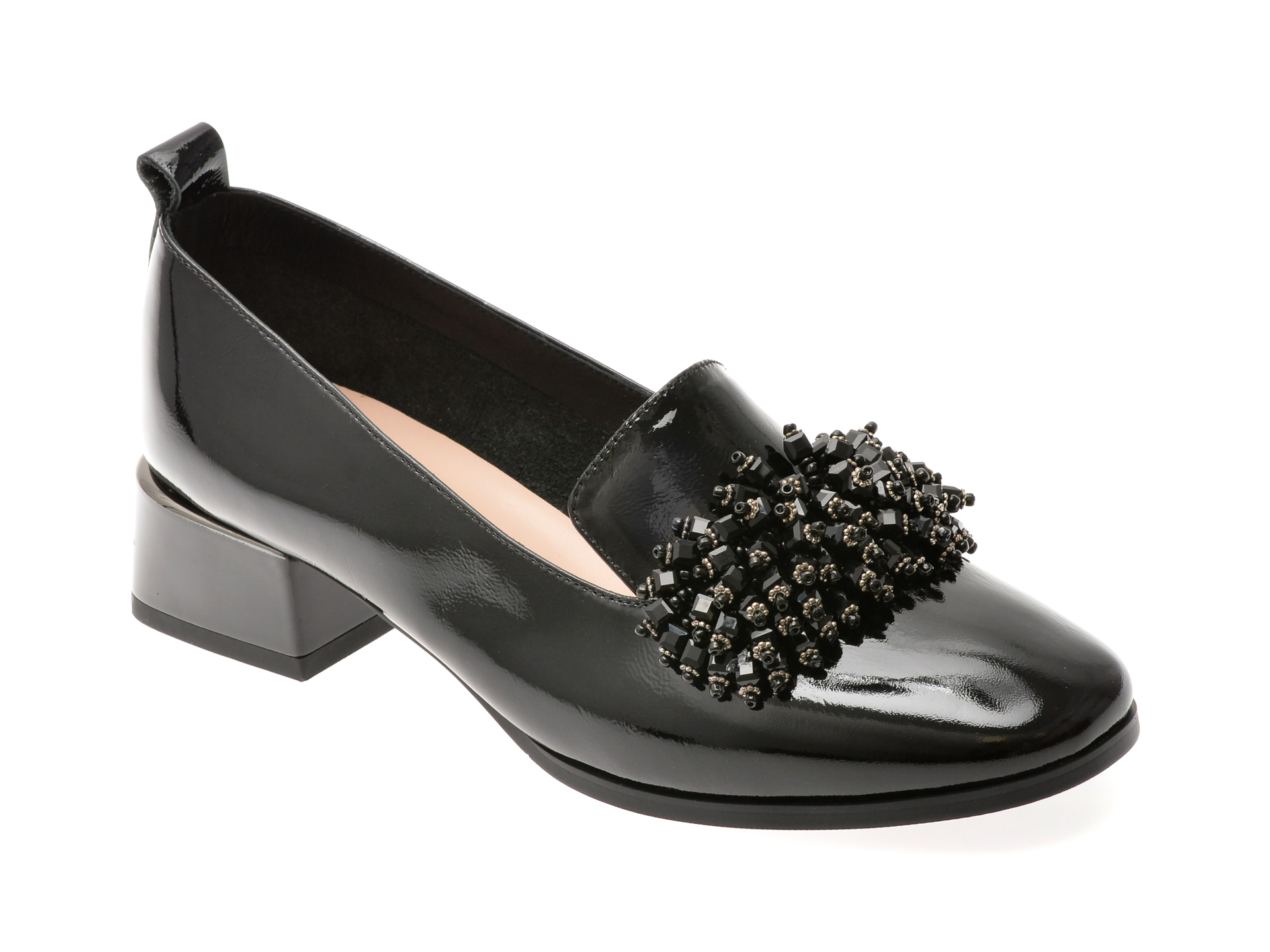 Pantofi EPICA negri din piele lacuită - eleganță maximă