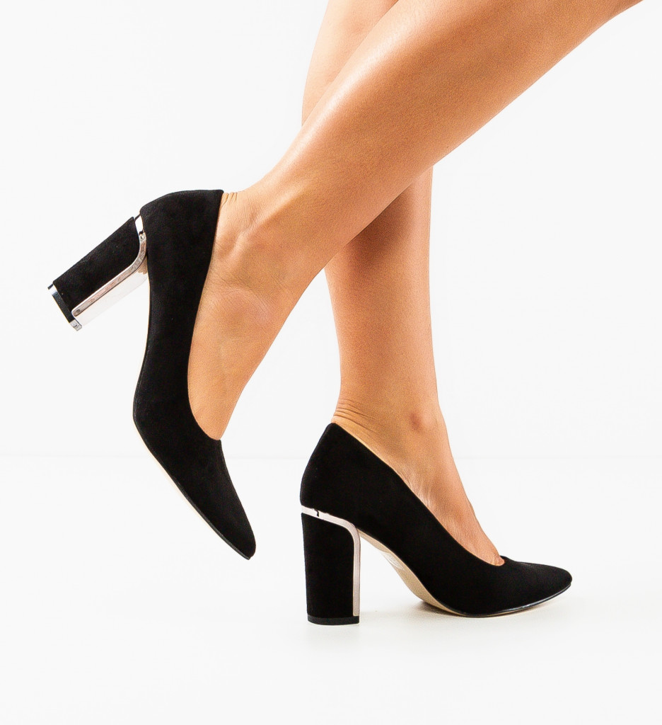 Pantofi Ayers Negri Eleganți cu Toc - imagine 3