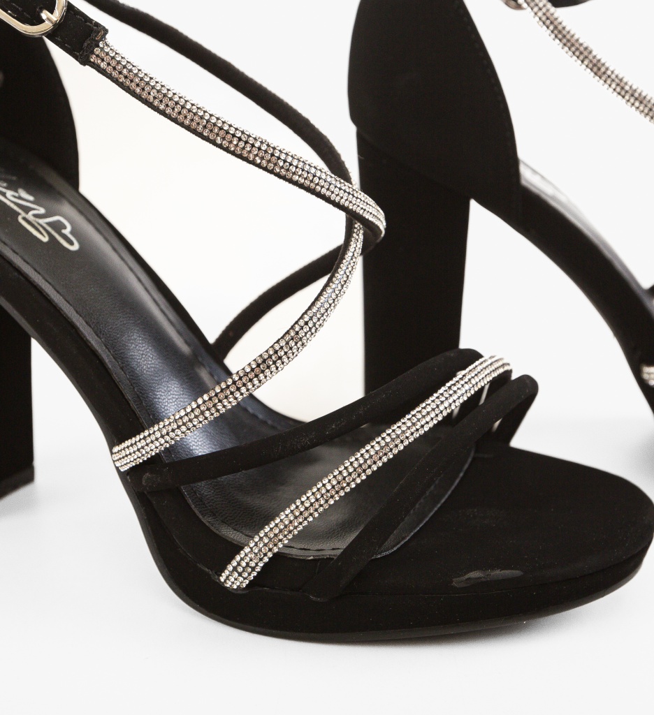 Sandale Sitti Negre cu Toc Elegant - imagine 4