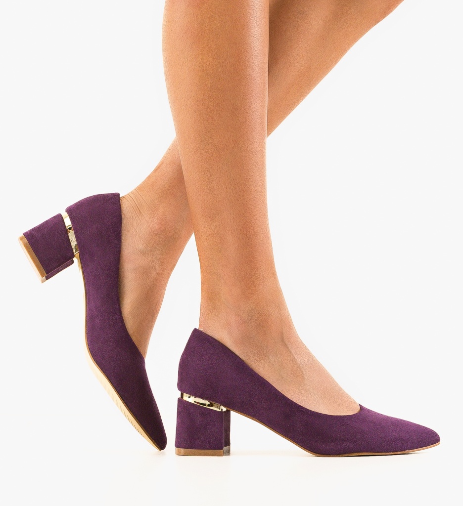 Pantofi dama Hazmelo Mov cu toc elegant