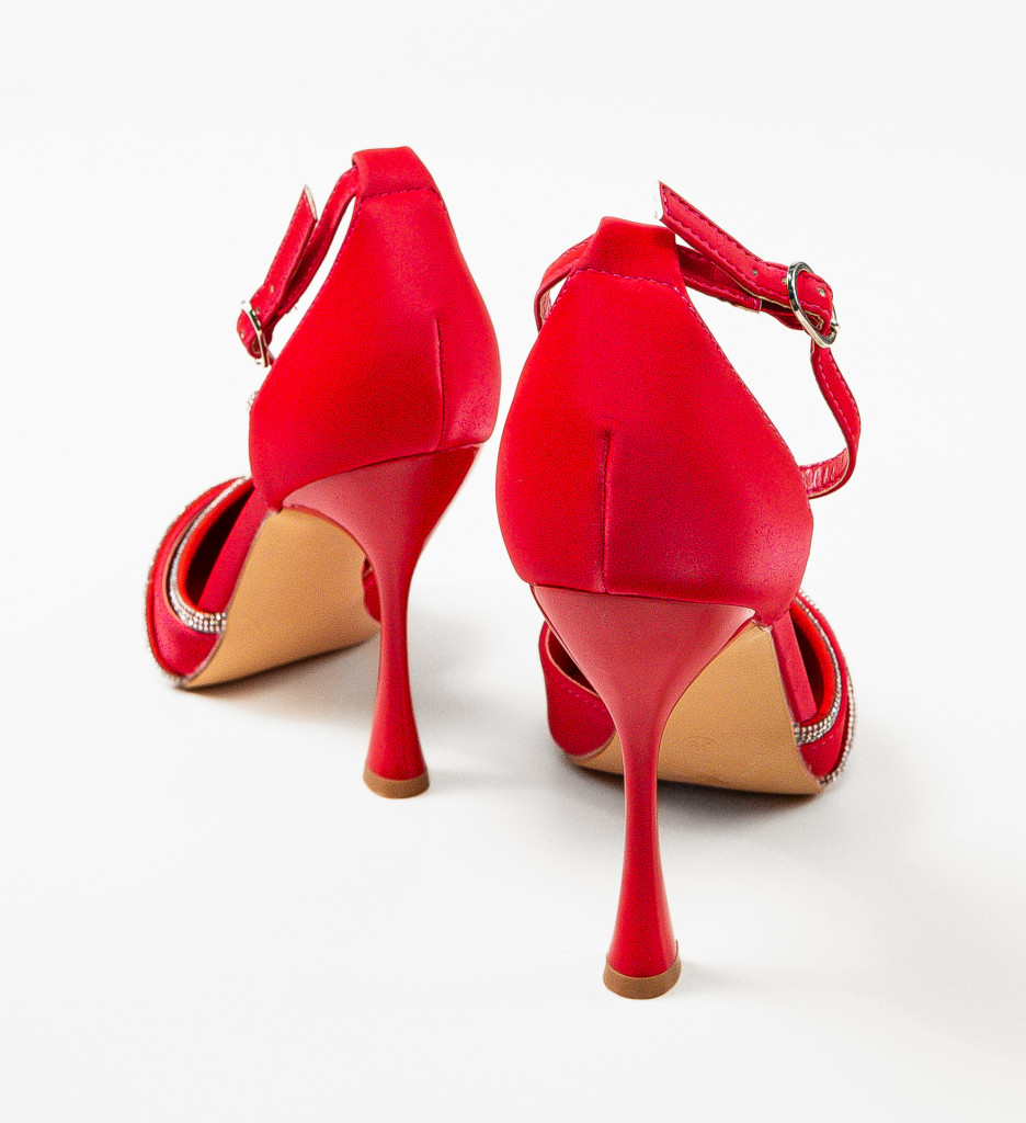 Pantofi Fulber Rosii cu Toc - Stil Elegant - imagine 5