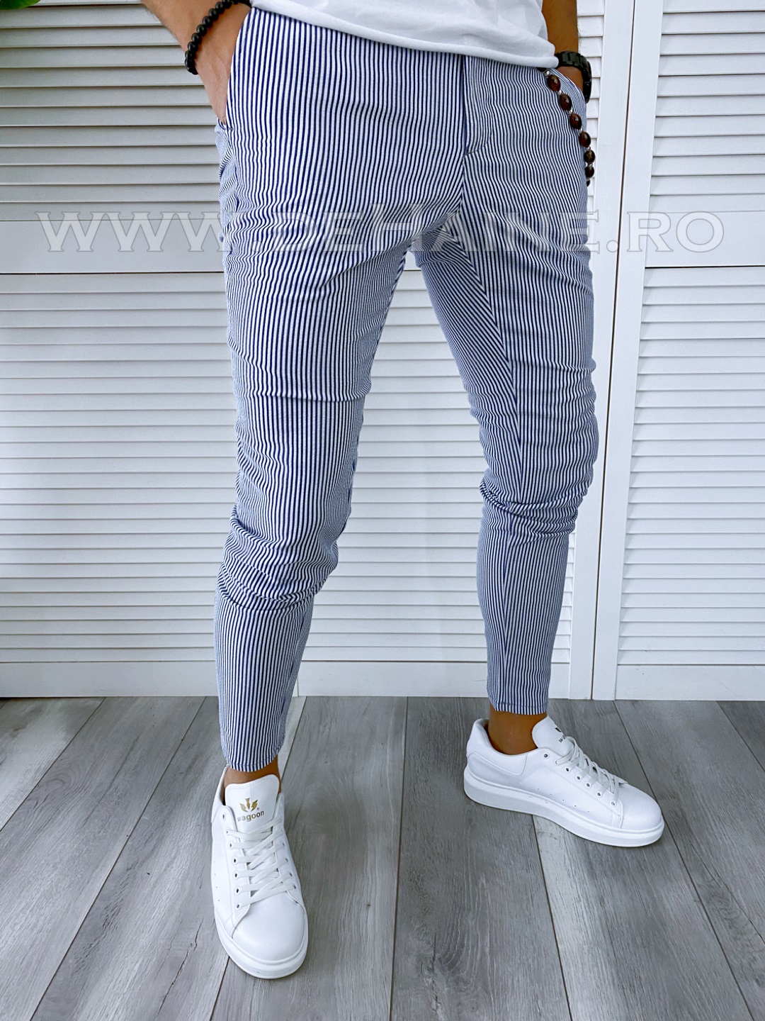 Pantaloni Barbati Casual cu Dungi Regular Fit