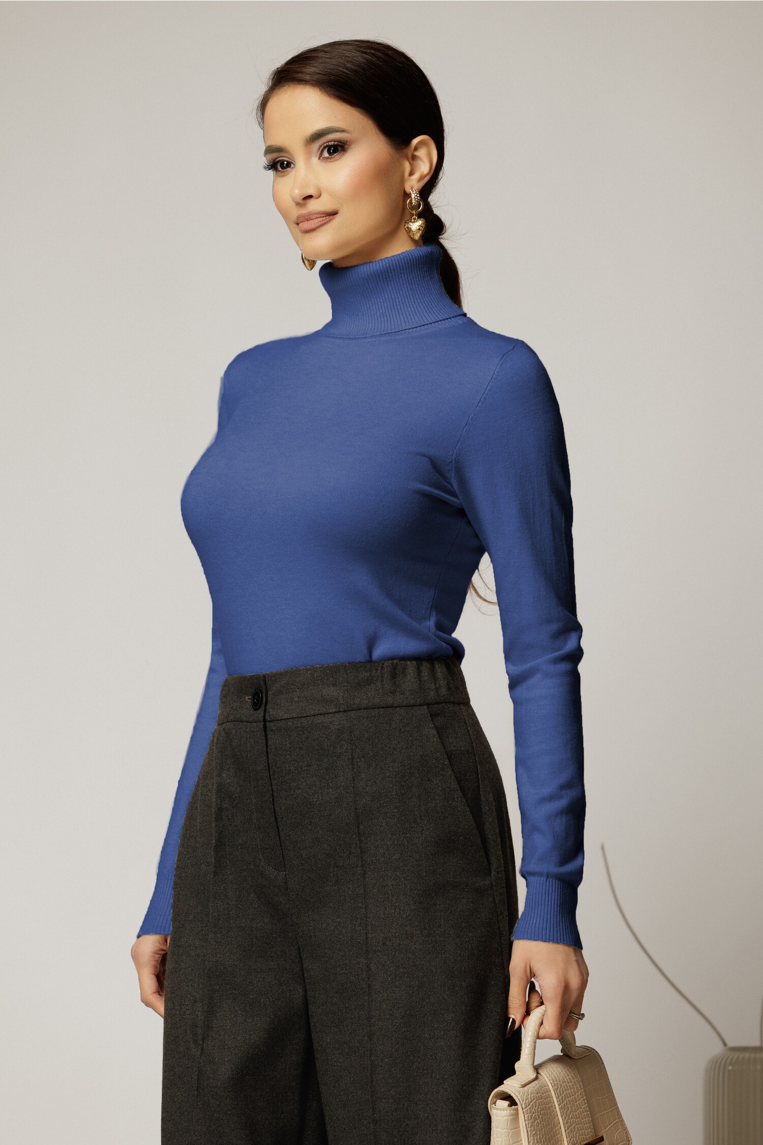 Maleta Bleumarin Casual cu Guler Intors