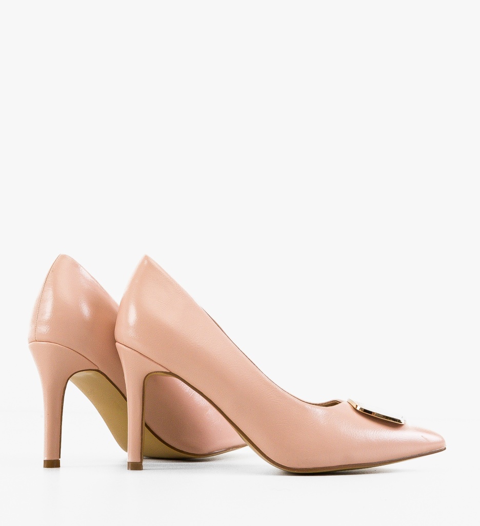 Pantofi Byba Roz Eleganți cu Toc - imagine 6