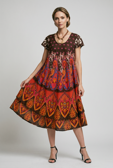 Rochie Paisley Indian Emporium - Eleganță Midi - imagine 2