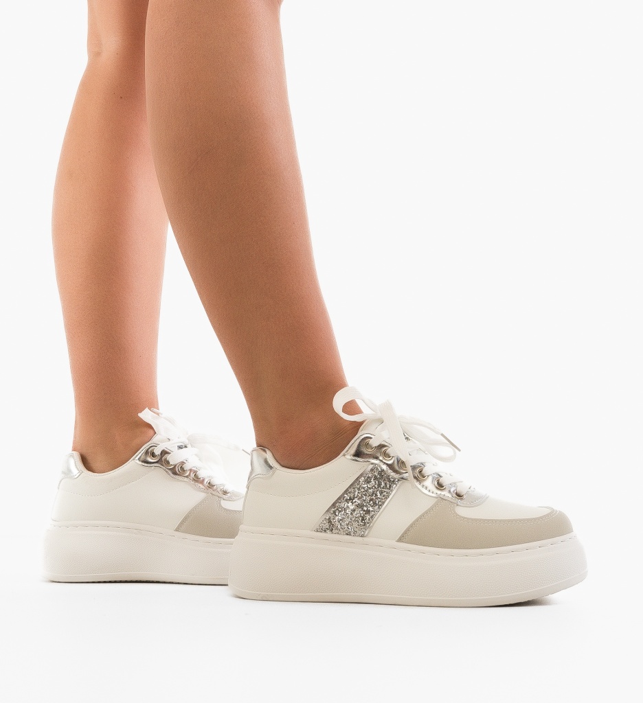 Sneakers Dama Argintii Jose - Stil si Confort