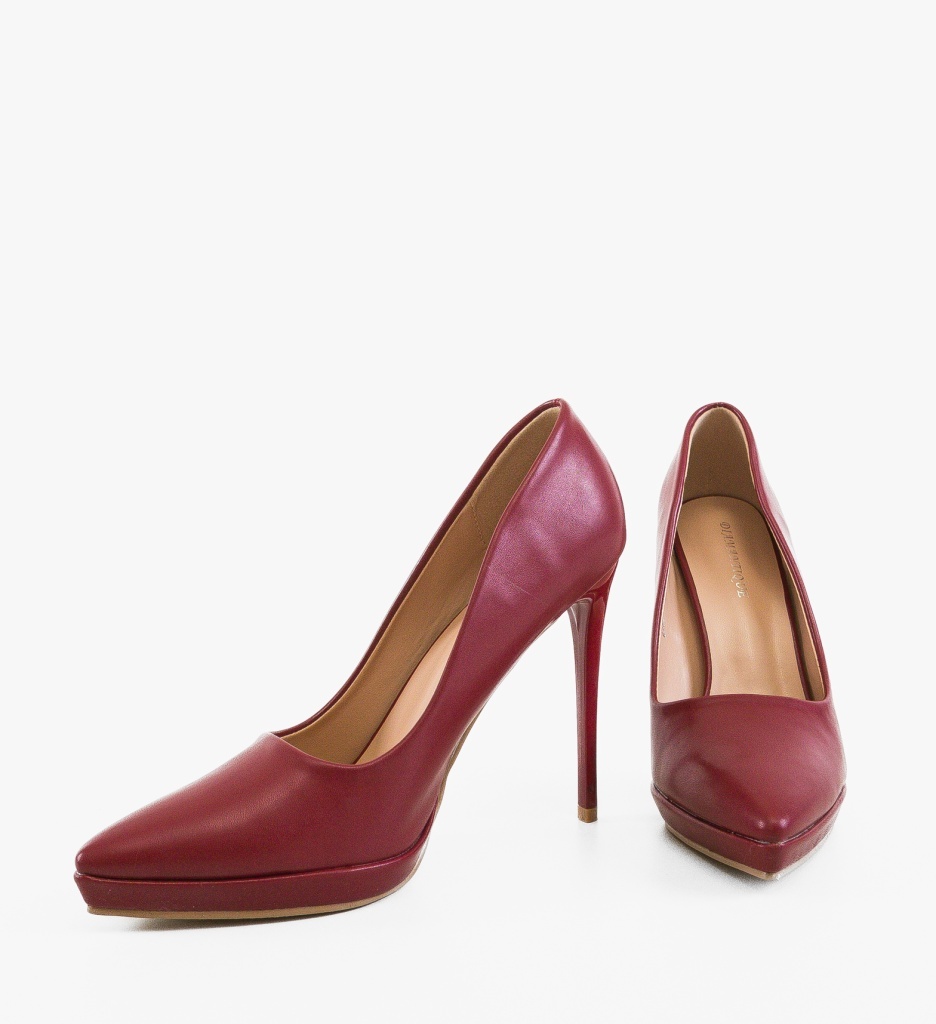Pantofi Dadere Grena Eleganți cu Toc - imagine 5