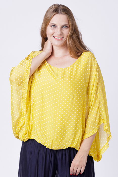 Bluza Galbenă Shopika cu Mânecă Fluture