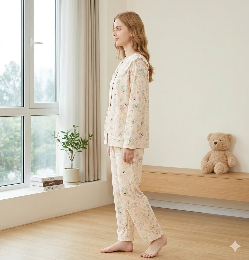 Pijama Dama 2 Bucati Delis Bej - imagine 2