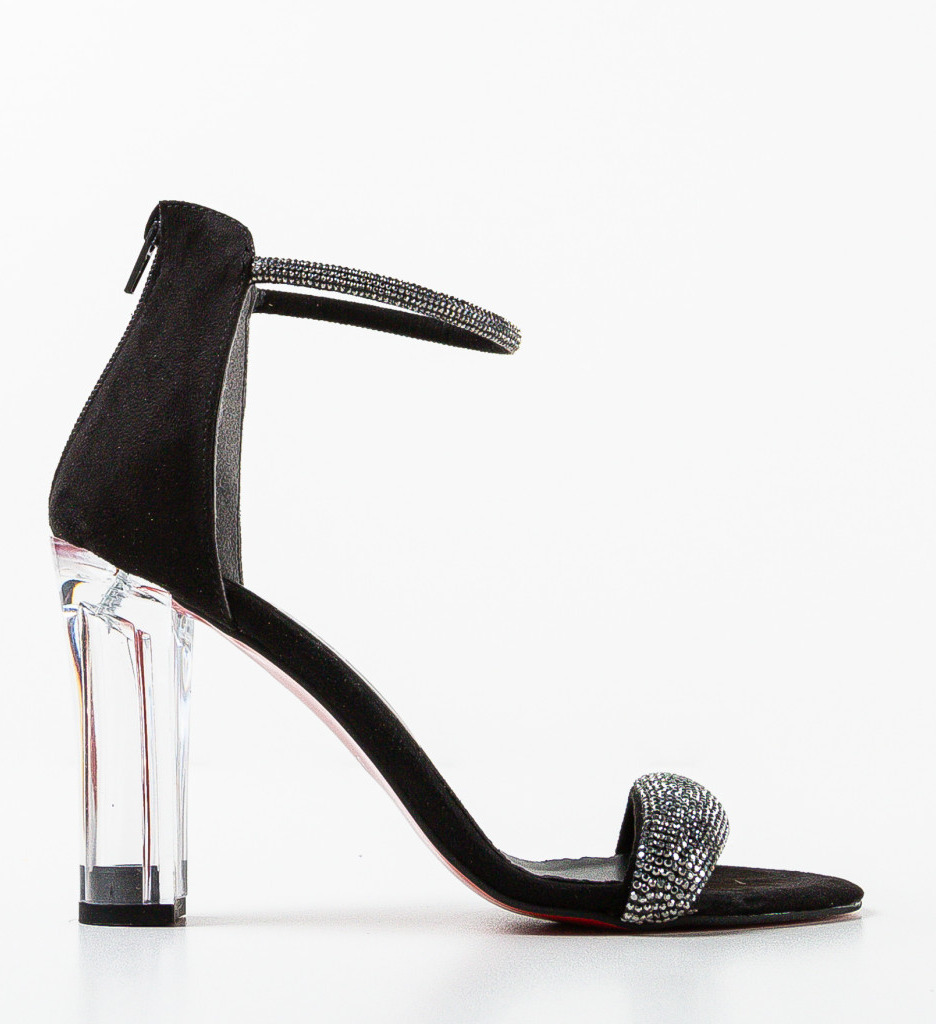 Sandale Ytred Negre Elegante cu Toc - imagine 5