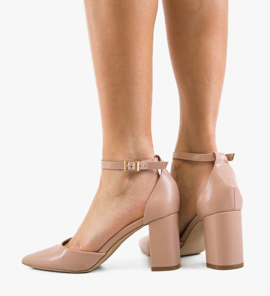 Pantofi Dama Jalapen Nude Eleganți cu Toc