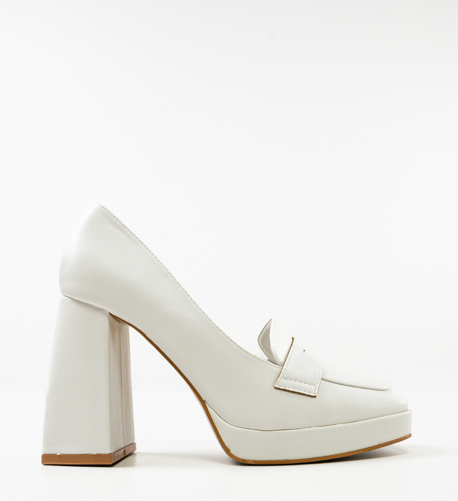 Pantofi Dama Elino Albi cu Toc Eleganți - imagine 5