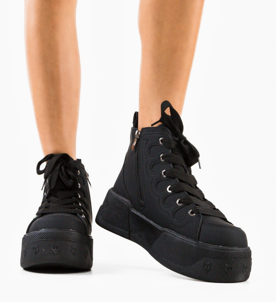 Sneakers Dama Piret Negri | Confort și Stil - imagine 3