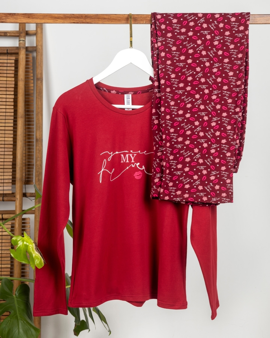 Pijama Dama 2 Bucati Bumbac Delis Rosu - imagine 3