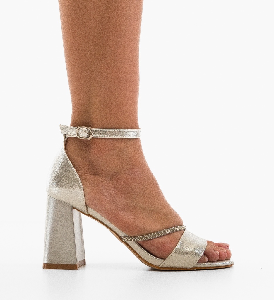 Sandale Dama Lyly Argintii cu Toc Elegante - imagine 6