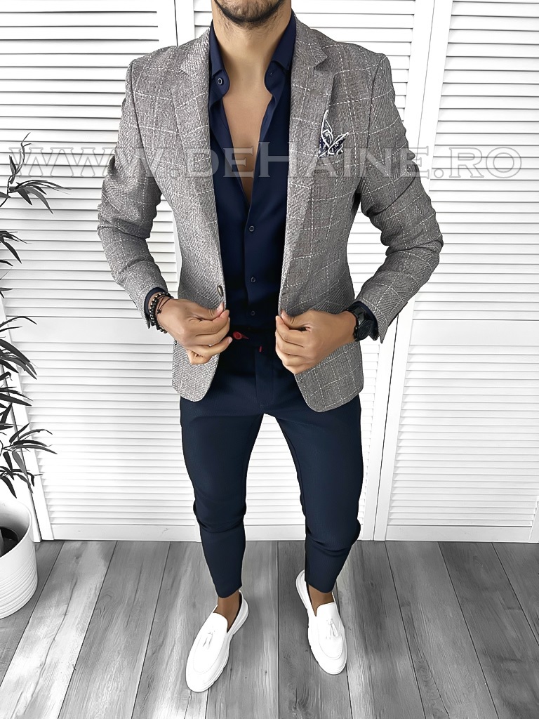 Sacou Barbati Slim Fit în Carouri | Model Nou