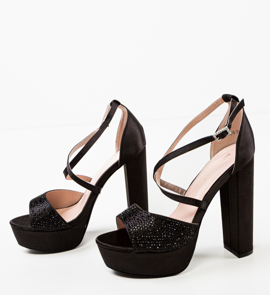 Sandale cu Toc Parthen Negre | Eleganță și Stil - imagine 7