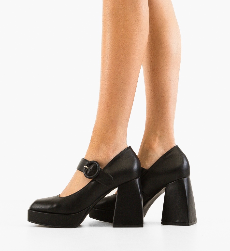 Pantofi Trinity Negri Eleganți cu Toc - imagine 3