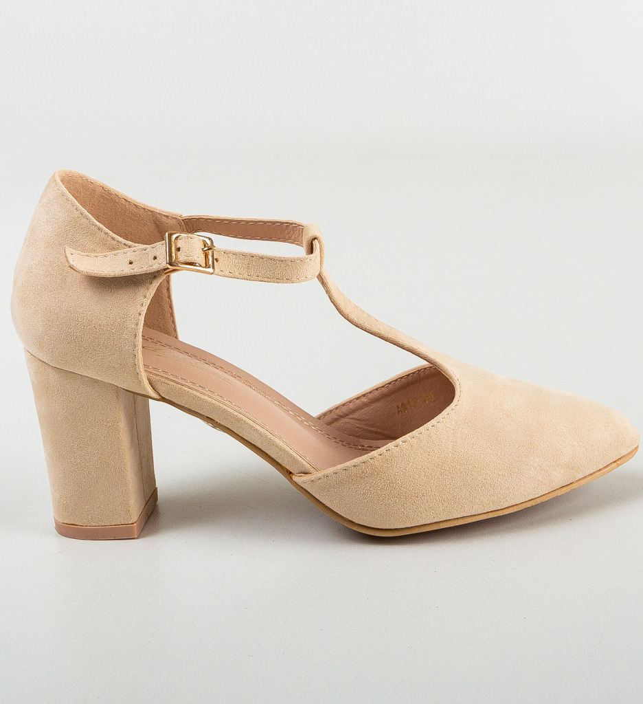 Pantofi Serio Bej cu Toc Elegant - imagine 4