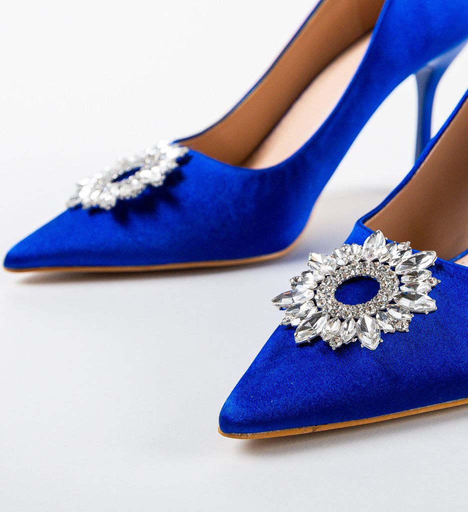 Pantofi Amayah Albastri cu Toc Eleganți - imagine 6