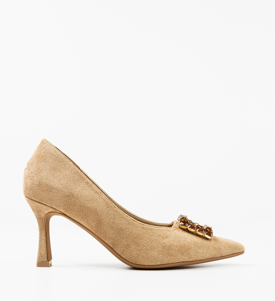 Pantofi Joan Khaki cu Toc Eleganți - imagine 7