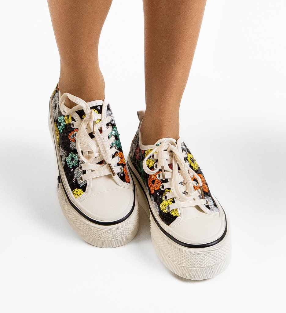 Sneakers Dama Paieta Negri | Stil Sport Eleganta - imagine 2