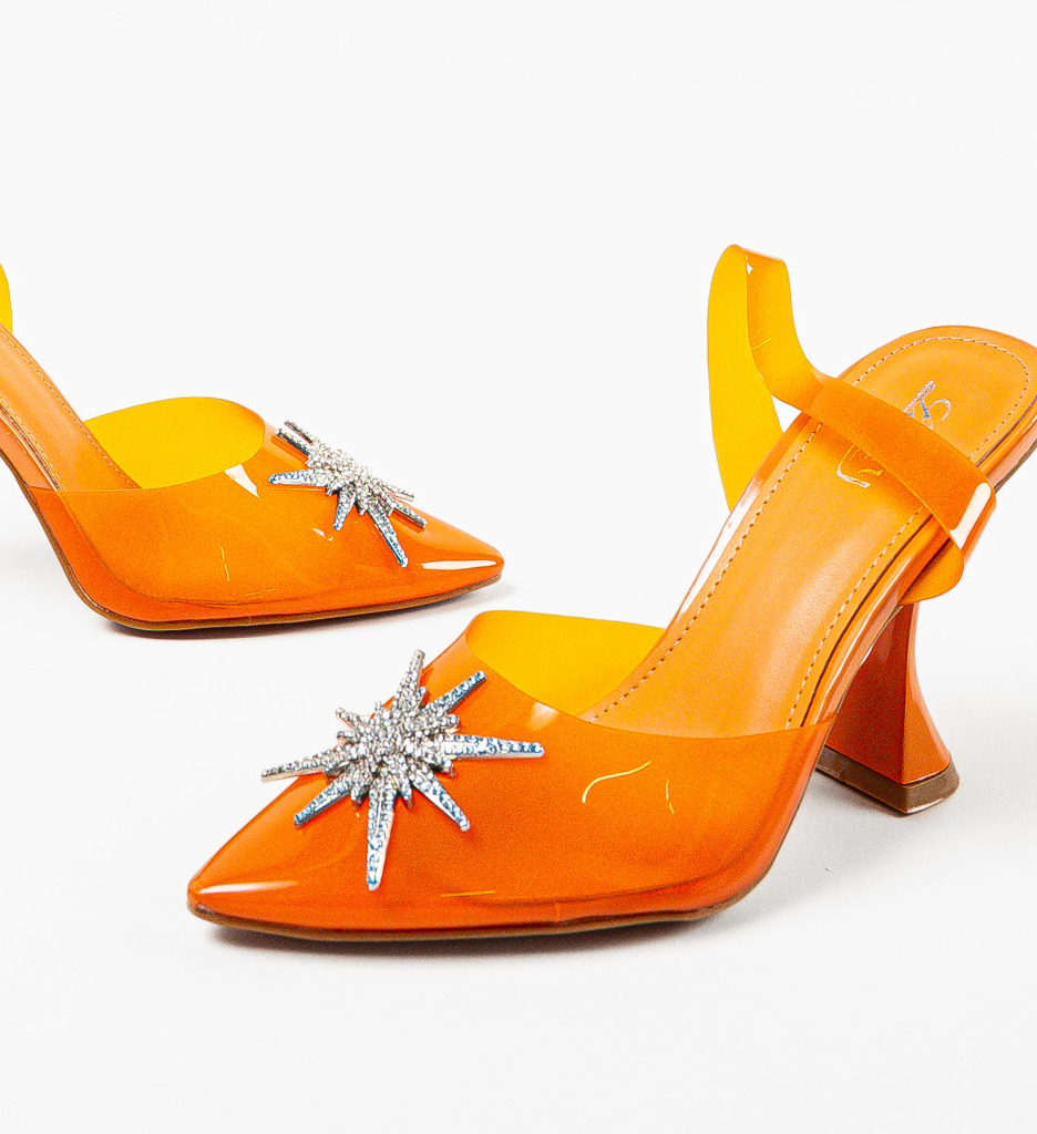 Pantofi Sheppard Portocalii cu Toc | Stil Unic - imagine 7