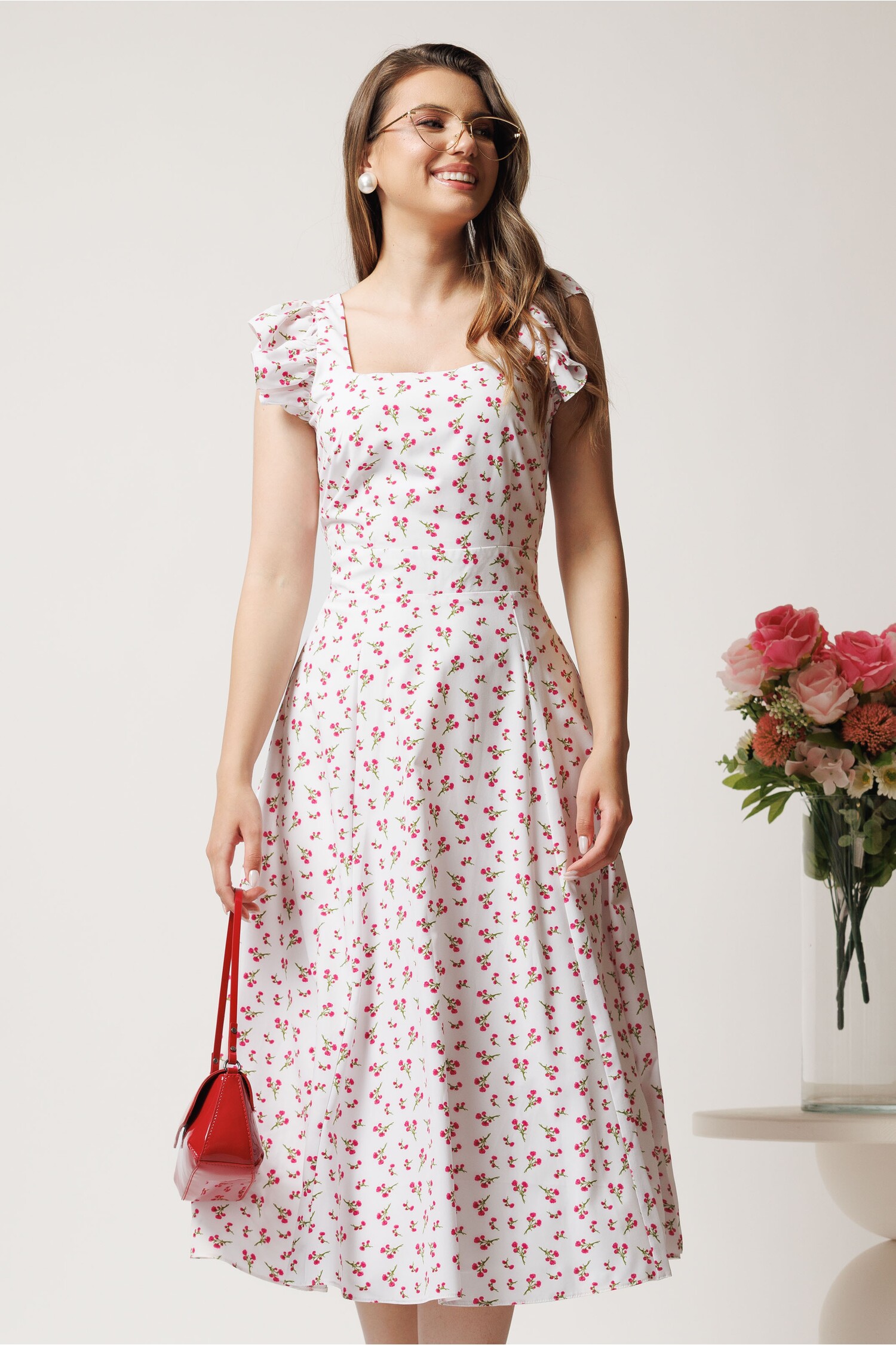 Rochie DY Fashion midi clos cu volane - Cununie civilă