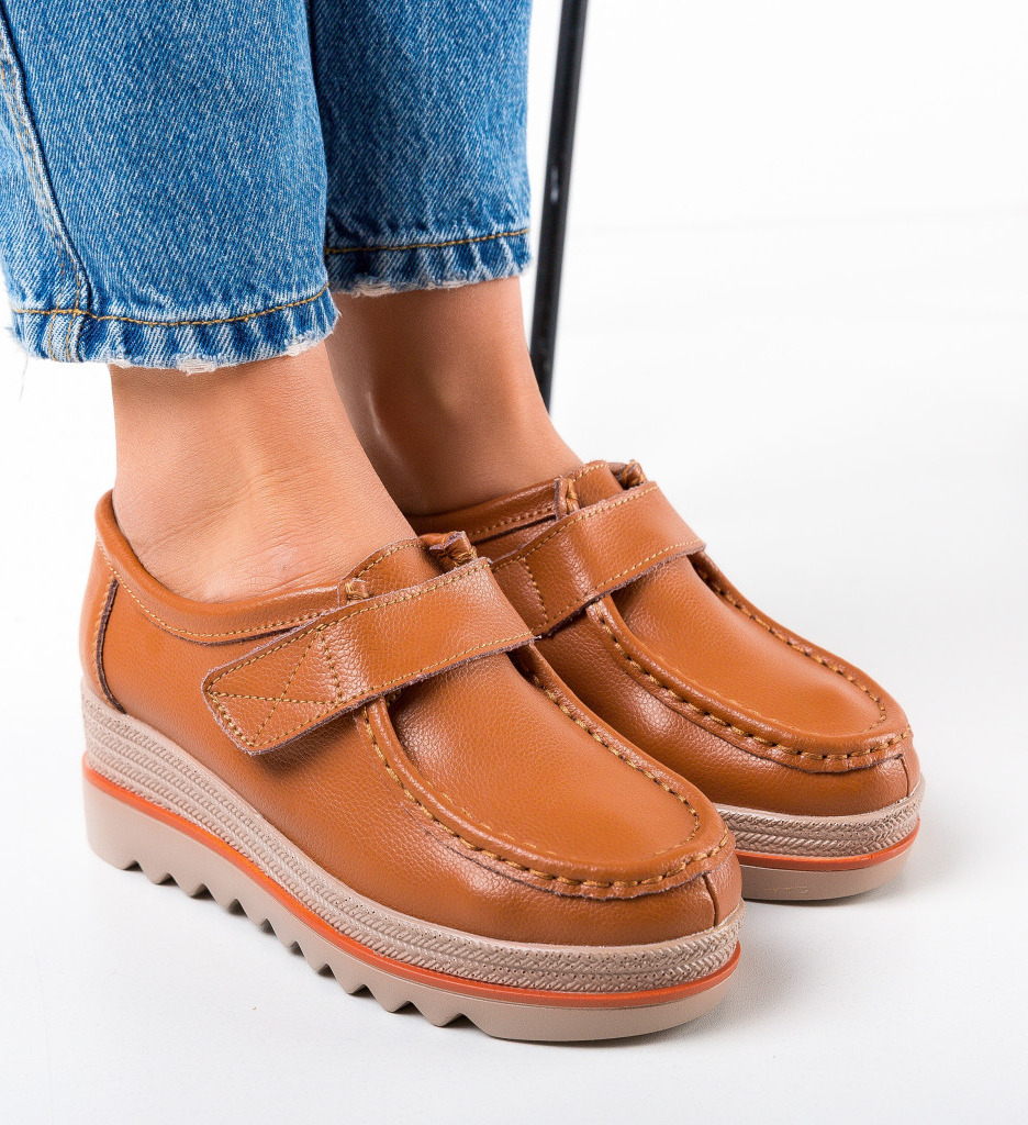 Pantofi Casual în Straif Camel - Versatili și Moderni