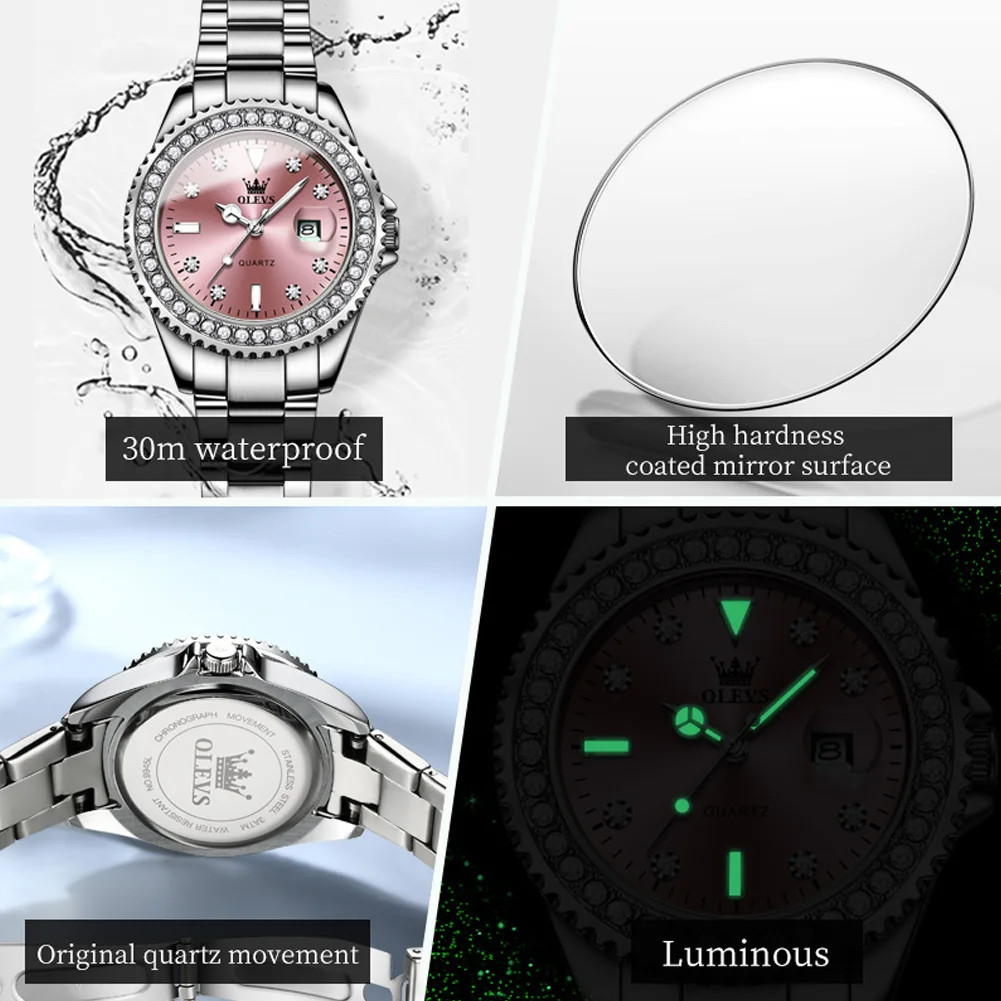 Ceas Olevs Dama Argintiu Cadran Albastru CS1549 - imagine 3