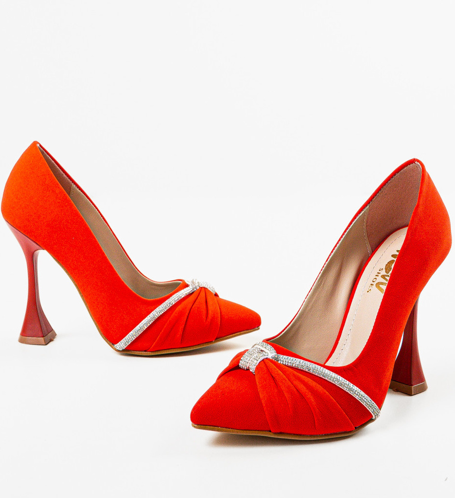 Pantofi Finko Rosii Eleganți cu Toc - imagine 5