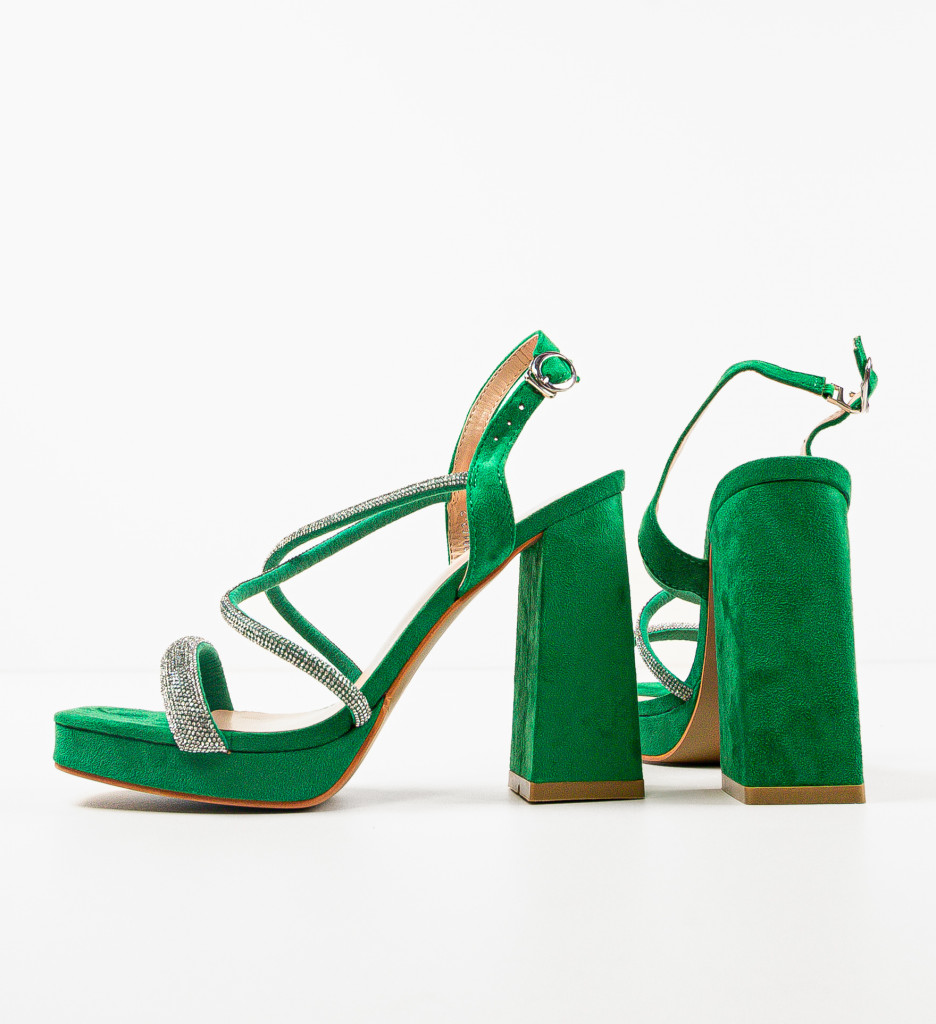 Sandale Boots Verzi cu Toc Elegante - imagine 5