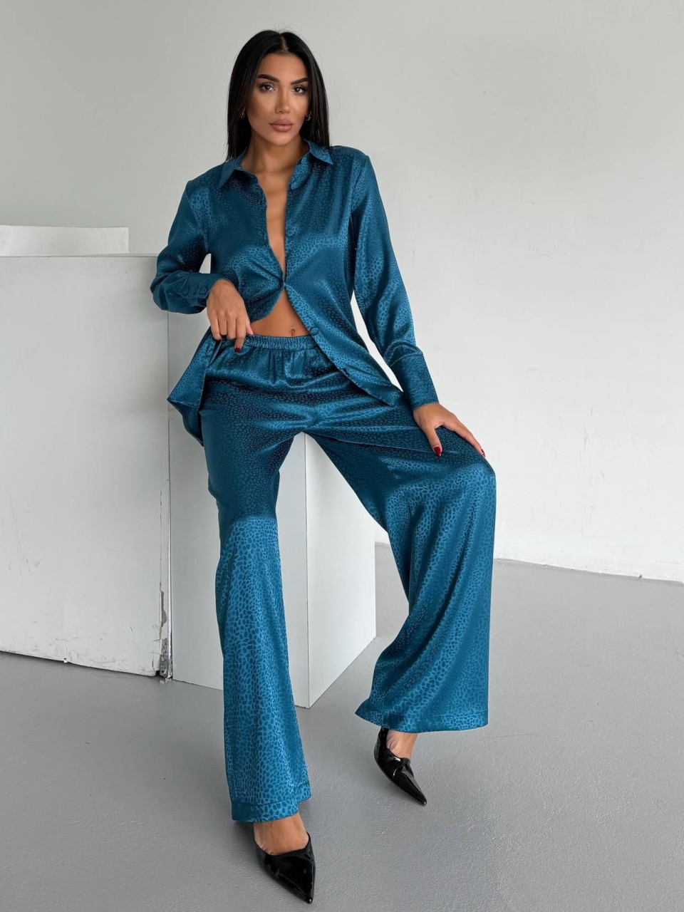 Set Pijama Dama 2 Piese Delis Turcoaz - imagine 2