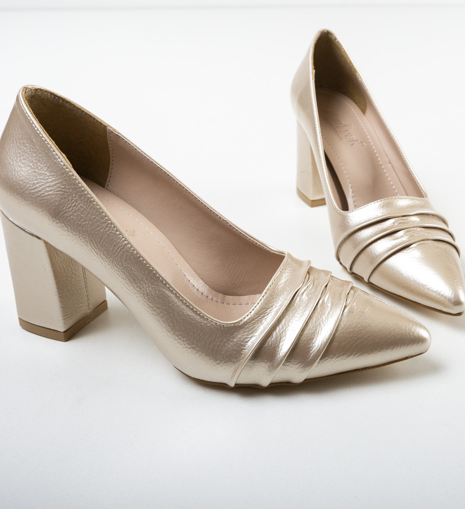 Pantofi Ierta Aurii Eleganți cu Toc - imagine 4