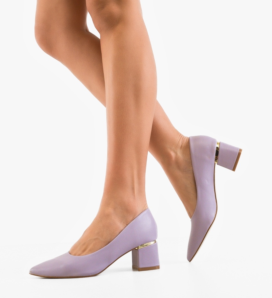 Pantofi Dama Helen Mov Eleganți cu Toc - imagine 4